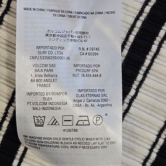 Volcom Mini Dress Womens M Black White Stone Stripe Open Back Stretch Summer - Picture 11 of 16